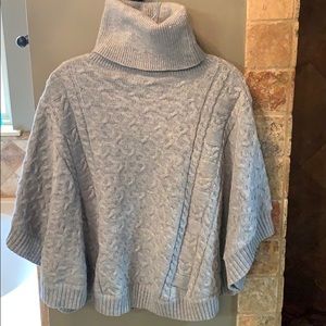 NWOT Gray Turtleneck Cable knit Poncho Sweater